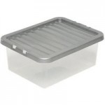 Pack of Four Silver 17L Plastic Storage Boxes Silver