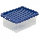 Pack of Four Navy 17L Plastic Storage Boxes Blue