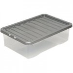 Pack of Three 32L Silver Plastic Underbed Storage Boxes Silver