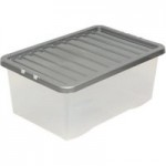 45L Silver Plastic Storage Box Silver