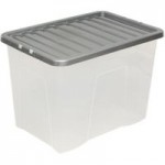 80L Silver Plastic Storage Box Silver