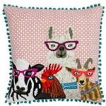 Paoletti Funky Selfie Embroidered Cushion Pink/Blue/White/Red/Orange/Green