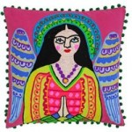 Paoletti Frieda Angel Embroidered Cushion Pink/Blue/White/Red/Orange/Green