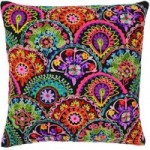 Paoletti Neon Fans Embroidered Cushion Pink/Blue/White/Red/Orange/Green