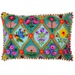 Paoletti Neon Floral Tile Embroidered Cushion Pink/Blue/White/Red/Orange/Green