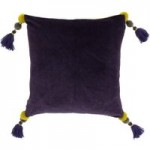 Paoletti Poonam Damson Velvet Cushion Damson (Purple)