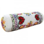 Paoletti Turin Ivory Embroidered Bolster Cushion Cream