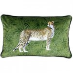 Paoletti Green Cheetah Botanical Cushion Green