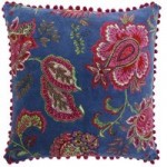 Paoletti Malisa Blue Floral Velvet Cushion Blue