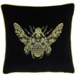 Paoletti Cerana Black Bee Velvet Cushion Black