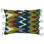 Paoletti Kira Textured Cushion Blue, White and Yellow