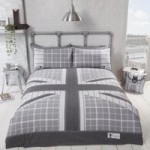 Rapport Home Britannia Grey Duvet Cover and Pillowcase Set Grey