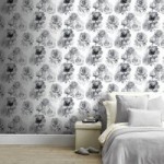 Floral Bloom Mono Wallpaper Monochrome