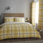 Catherine Lansfield Kelso Ochre Reversible Duvet Cover and Pillowcase Set Yellow