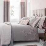 Catherine Lansfield Embroidered Blossom Grey Duvet Cover and Pillowcase Set Grey