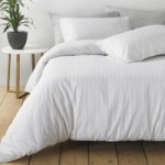 Linear White Stripe Duvet Cover and Pillowcase Set White