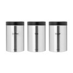 Brabantia Coffee Tea and Sugar Storage Jar Set Matt Silver