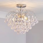 Beaded Droplet Flush Fitting Ceiling Light Silver