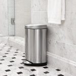 simplehuman Deluxe 10 Litre Semi-Round Stainless Steel Pedal Bin Matt Silver