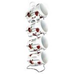Poppy Set of 4 Mugs on Rack Red / White