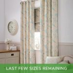 Songbird Duck-Egg Eyelet Curtains Blue / Cream