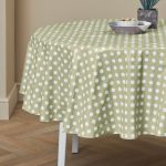 Dotty Round PVC Tablecloth Green / Sage Green
