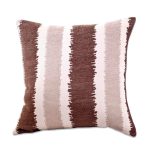 Large Chenille Striped Cushion Chocolate Brown
