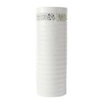 Large Sparkle Ridged Vase White