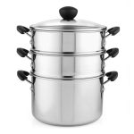 Stainless Steel 3 Tier Steamer Set Silver