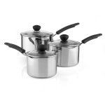 Stainless Steel 3 Piece Saucepan Set Silver