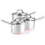 Infinity Copper Base 3 Piece Saucepan Set Silver