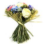 Artificial Hand Tied Ranunculus and Poppy Bouquet Green / Blue