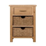 Sidmouth Oak Telephone Table with Baskets Light Brown / Natural
