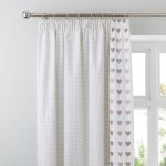 Gingham Hearts Taupe Thermal Pencil Pleat Curtains Cream