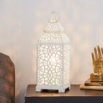 Moroccan Lantern Table Lamp Cream