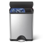 simplehuman 30/16 Litre Recycler Rectangular Brushed Steel Pedal Bin Matt Silver