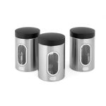 Addis Deluxe Stainless Steel Set of 3 Canisters Matt Silver