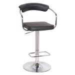 Houston Upholstered Adjustable Gas Lift Bar Stool – Black Black