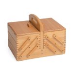 Light Wood Three Tier Cantilever Sewing Box Oak Brown