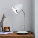 White Desk Lamp with Chrome Ring White