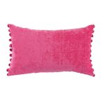 Chenille PomPom Fuchsia Boudoir Cushion Fuchsia