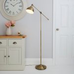 Antique Brass Lever Arm Floor Lamp Bronze