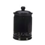 Vintage Black Text Sugar Canister Black