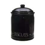 Vintage Black Text Biscuit Canister Black