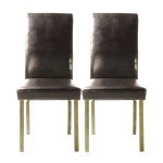 Hunston Faux Leather Pair of Extra Large Dining Chairs – Brown Chocolate Brown