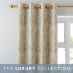 Novello Beige Eyelet Curtains Mocha Brown