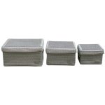 Set of 3 Lidded Baskets Silver