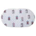 Beach Huts Bath Mat White / Red / Blue
