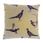 Pheasant Tapestry Cushion Light Brown / Natural