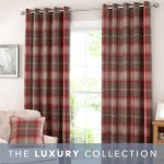Highland Check Red Eyelet Curtains Red & Brown